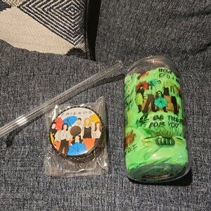 Friends coffee latte cup with bling lid and straw